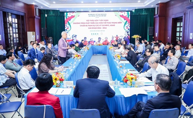 Hội thảo góp ý xây dựng Chương trình phát triển các môn thể thao trọng điểm chuẩn bị tham dự các kỳ Olympic, ASIAD giai đoạn 2026-2046 được tổ chức ngày 28/3. Nguồn Bộ VHTT&DL