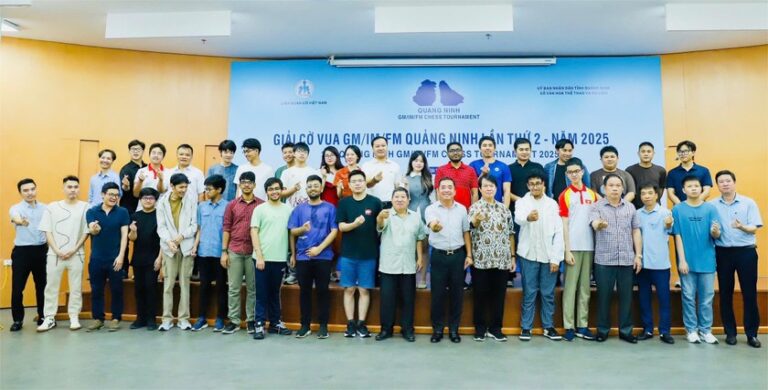 Giải Cờ vua đại kiện tướng, kiện tướng quốc tế Quảng Ninh lần thứ II, năm 2025 thu hút gần 100 vận động viên đến từ 9 quốc gia về tranh tài ở 2 bảng chuyên nghiệp và phong trào. Ảnh: Báo PLVN